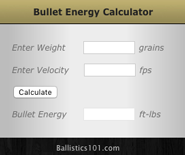 Bullet Energy Calculator